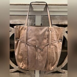 Rare, Unique Soft Sided Abro Leather Tote in Soft Tan/Cream NWOT